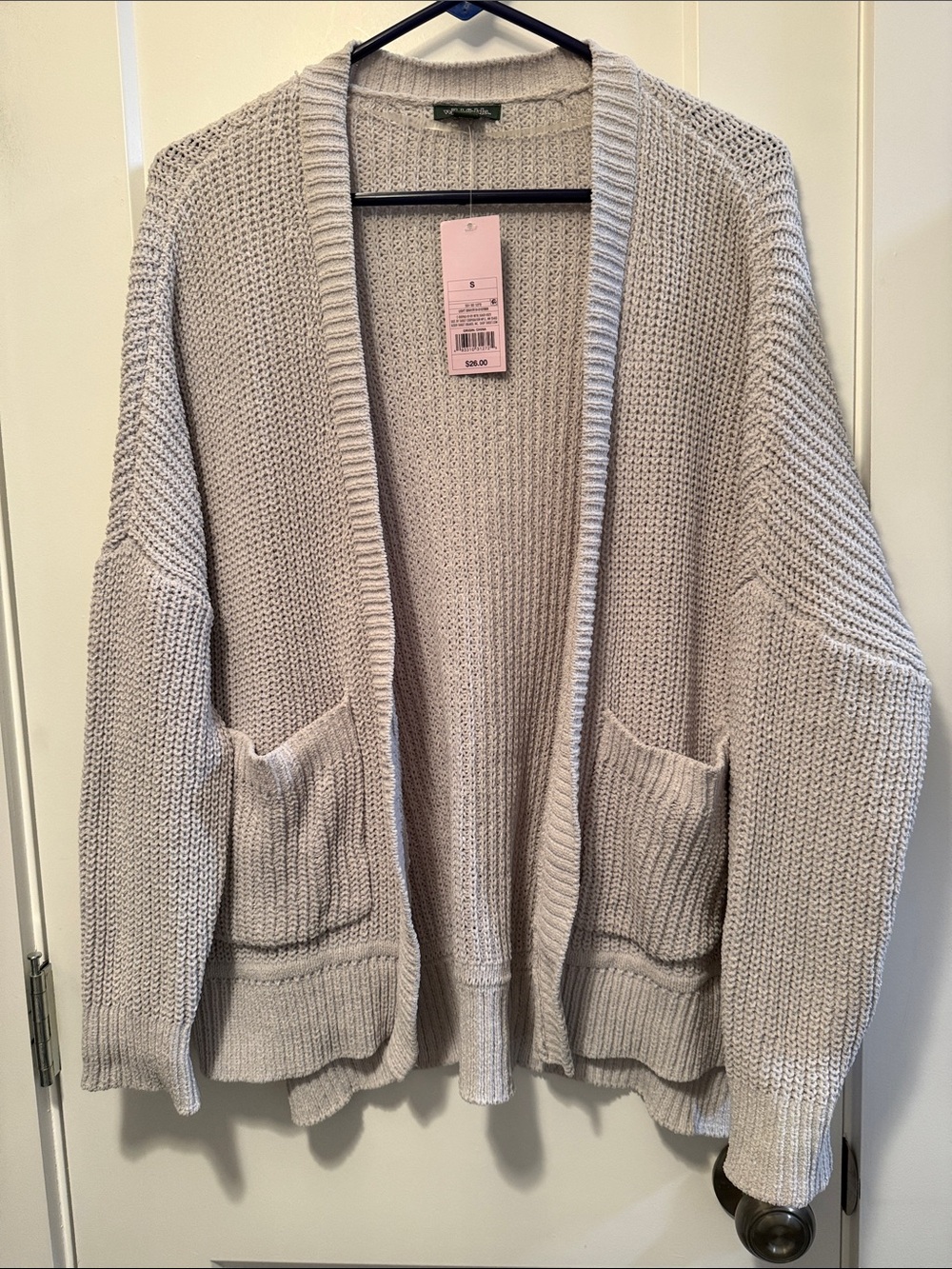 wild fable women's Cream Open-Front Knit Cardigan with Pockets size S NWT